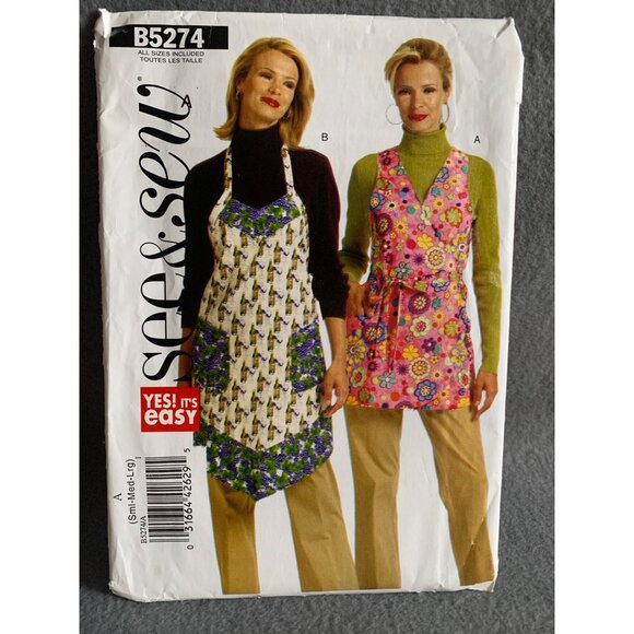 Butterick Misses Aprons Sewing Pattern B5274 sz Sm-Lg- uncut - Picture 7 of 9